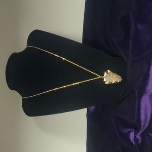 24k Gold Electroplated Jasper Arrowhead Stone Necklace